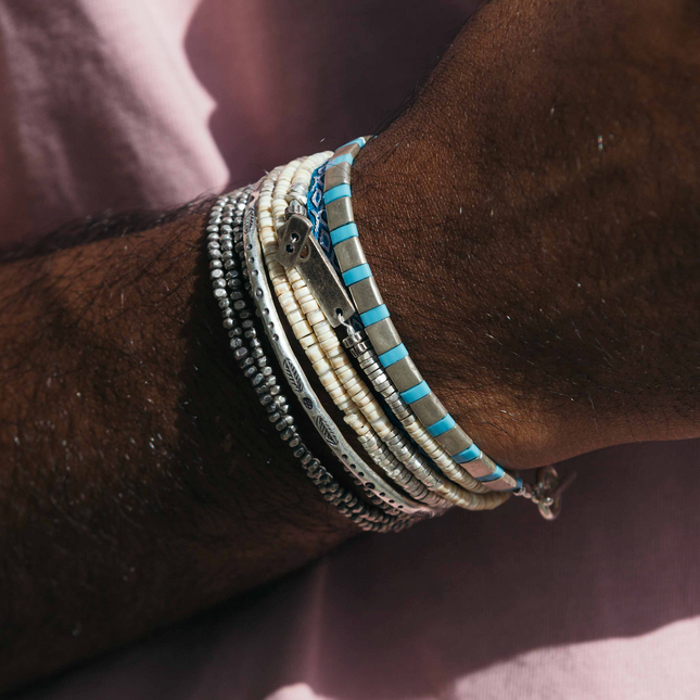 Ethnic "Aztec" Silver Bangle-Kompsós