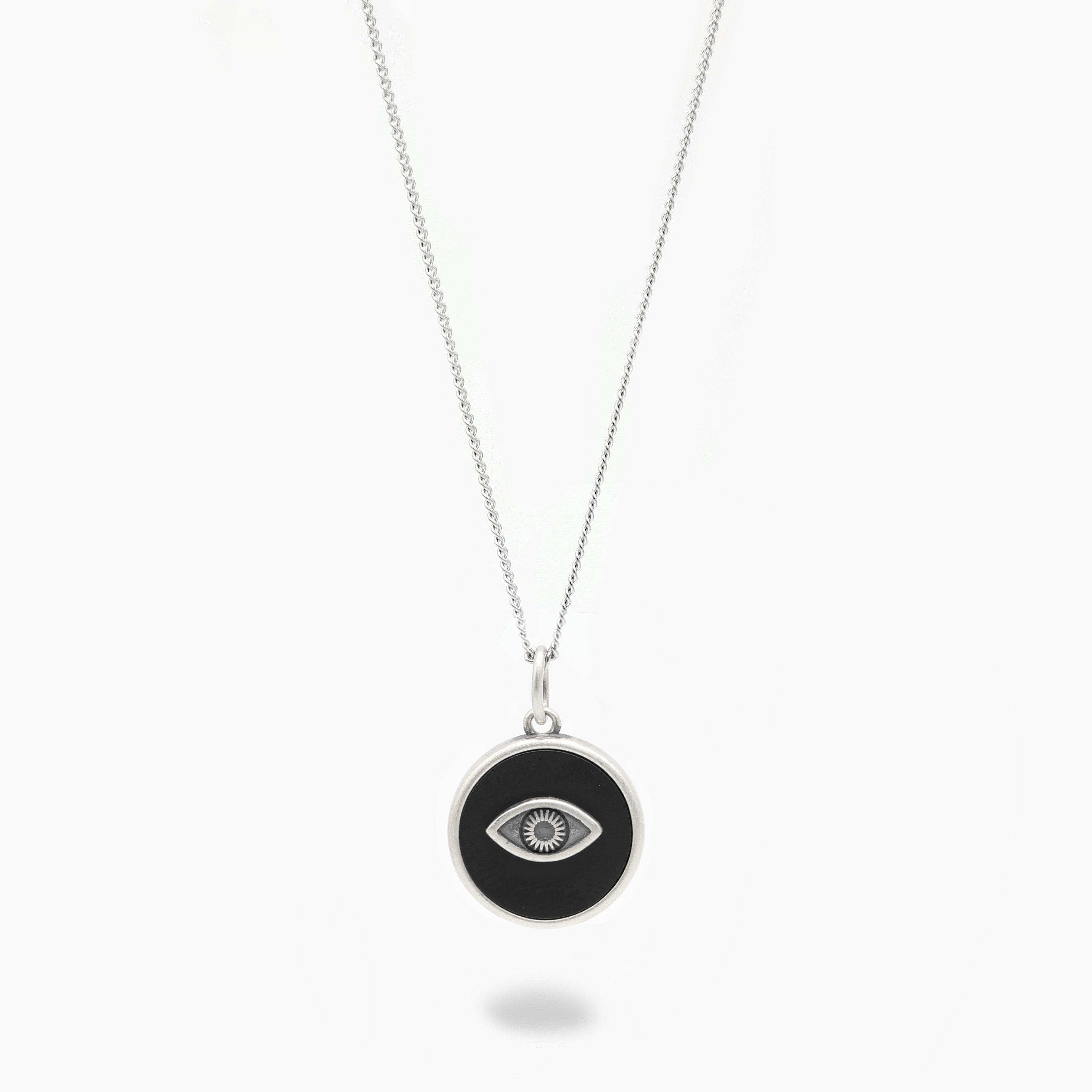 Evil Eye Necklace With Matte Onyx Stone-Necklace-Kompsós