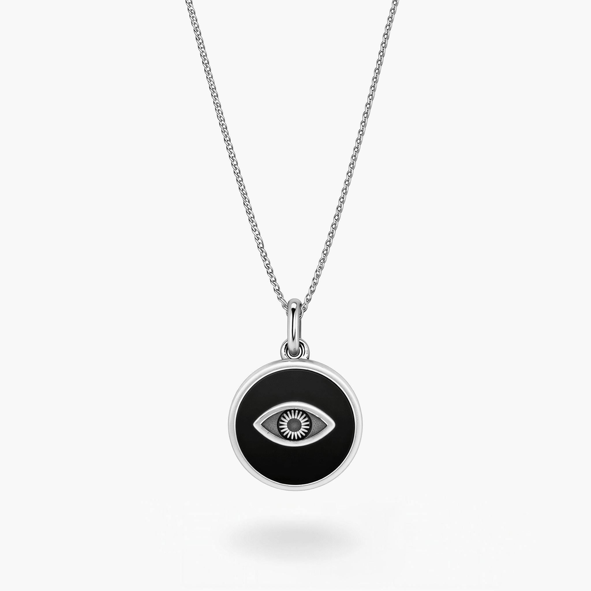 Evil Eye Necklace With Matte Onyx Stone-Necklace-Kompsós