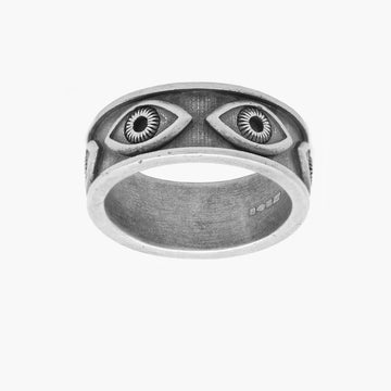 Evil Eye Oxidized Silver Ring-Ring-Kompsós