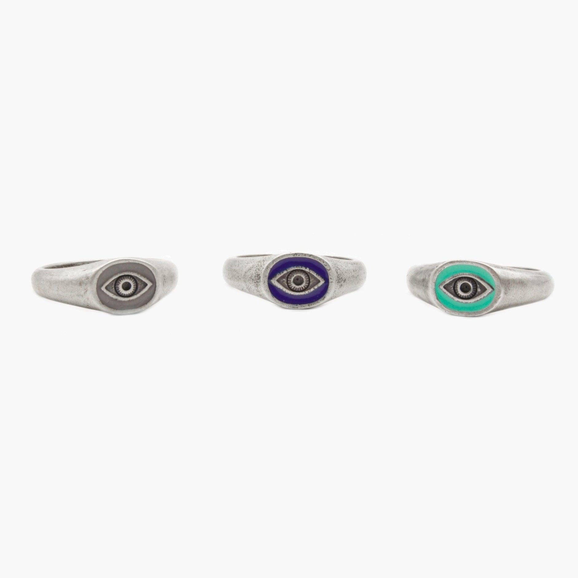 Evil Eye Silver Ring With Blue Enamel-Ring-Kompsós