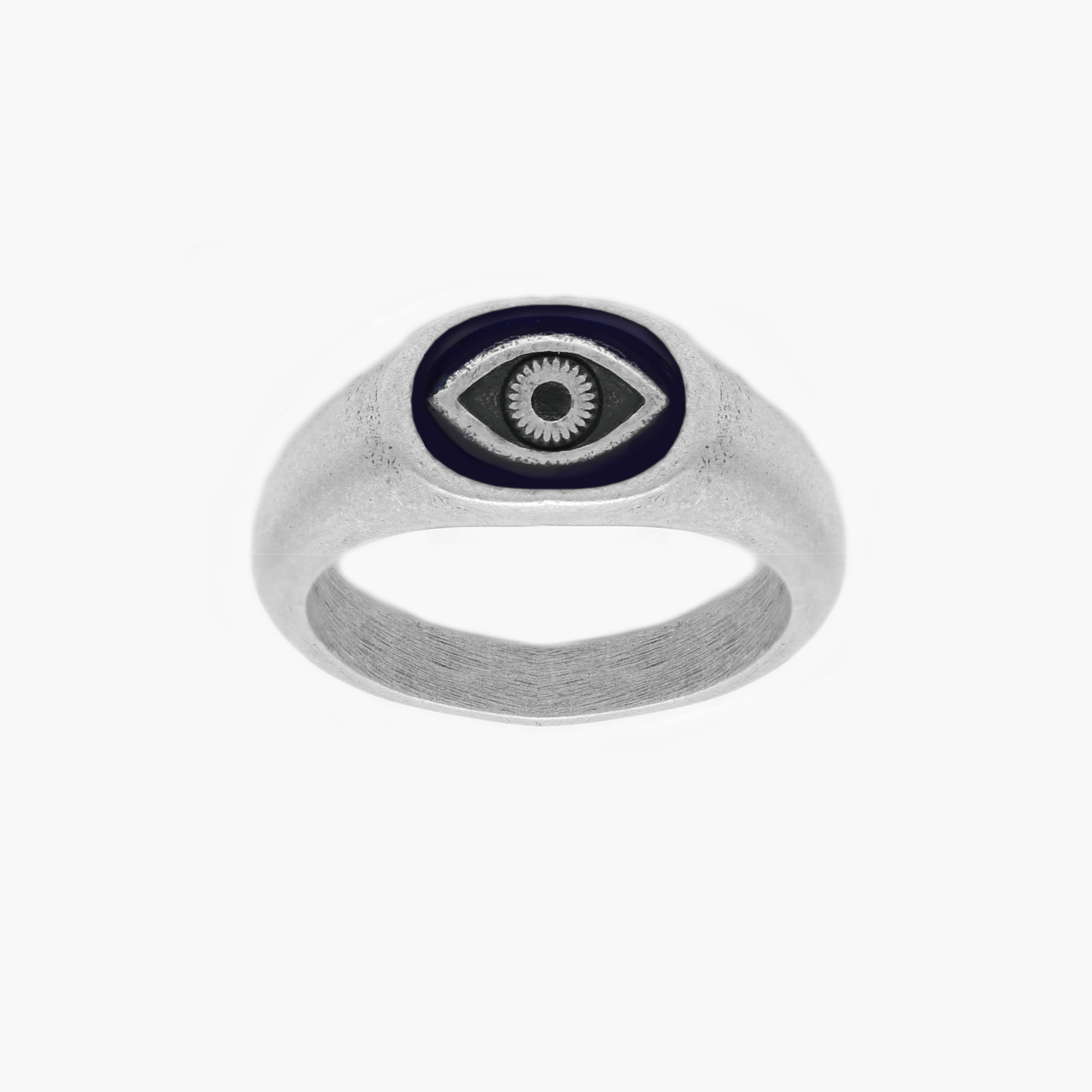 Evil Eye Silver Ring With Blue Enamel-Ring-Kompsós