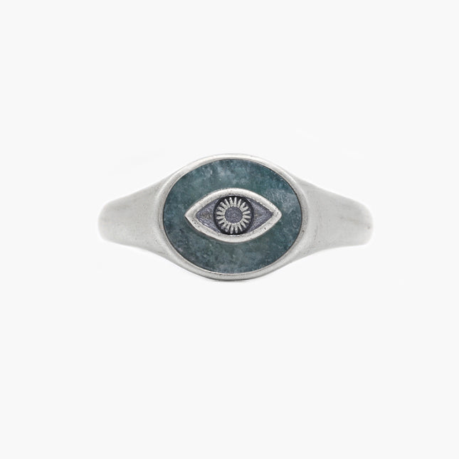 Evil Eye Sterling Silver Ring With Amazonite Stone-Ring-Kompsós