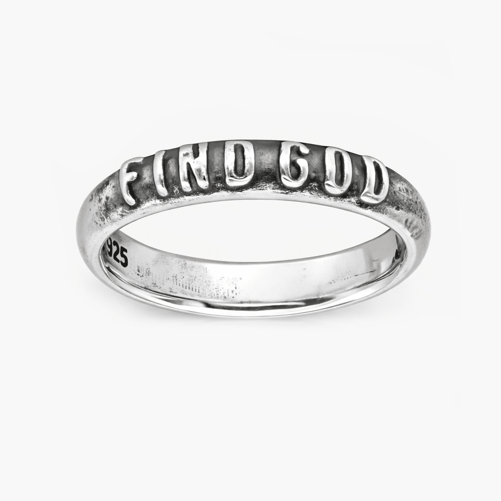 Find God Sterling Silver Ring Band-Ring-Kompsós