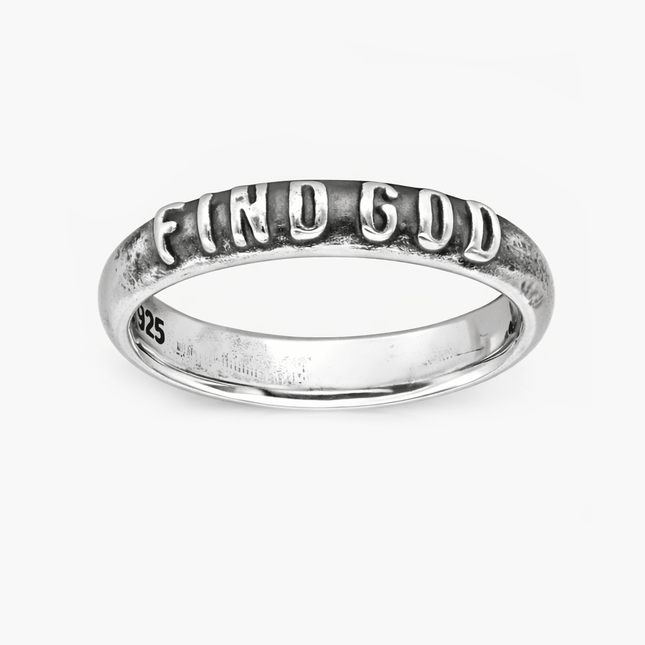 Find God Sterling Silver Ring Band-Ring-Kompsós