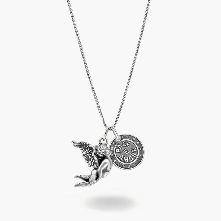 Flying Angel Silver Necklace-Necklace-Kompsós