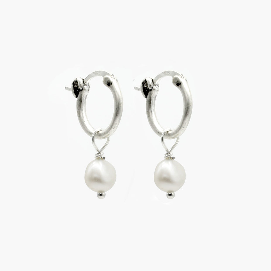 Freshwater Pearl Sterling Silver Earring-Earring-Kompsós