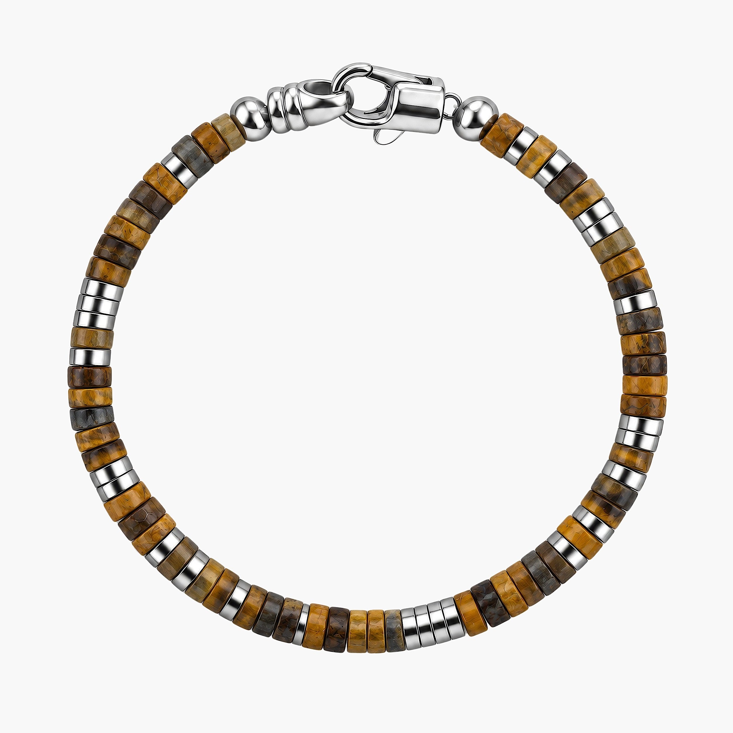 4mm Natural Heishi & Silver-Tone Bead Bracelet