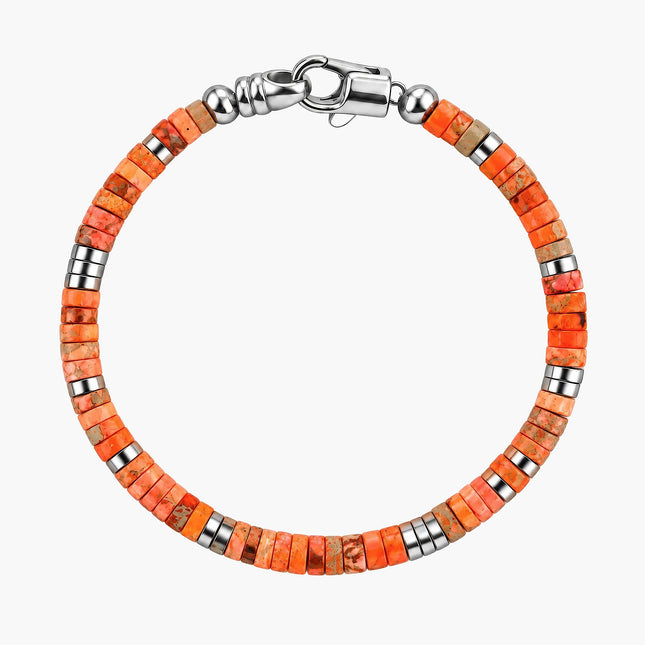 4mm Natural Heishi & Silver-Tone Bead Bracelet