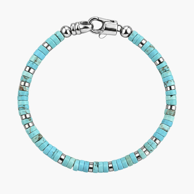 4mm Natural Heishi & Silver-Tone Bead Bracelet