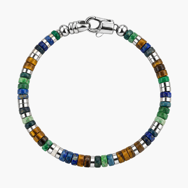 4mm Natural Heishi & Silver-Tone Bead Bracelet