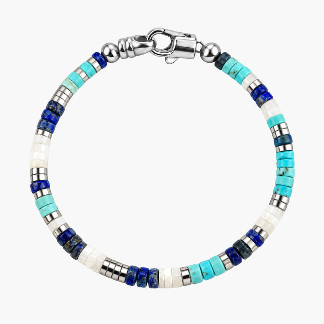 4mm Natural Heishi & Silver-Tone Bead Bracelet