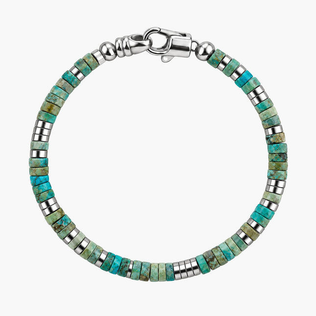 4mm Natural Heishi & Silver-Tone Bead Bracelet