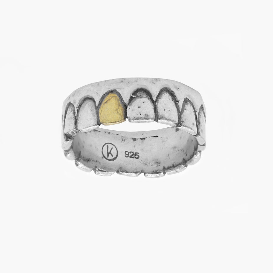 Golden Tooth Sterling Silver Ring-Ring-Kompsós