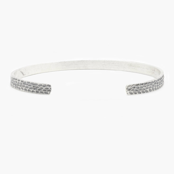 Hammered Silver Bangle With Oxidised Finish-Bracelet-Kompsós