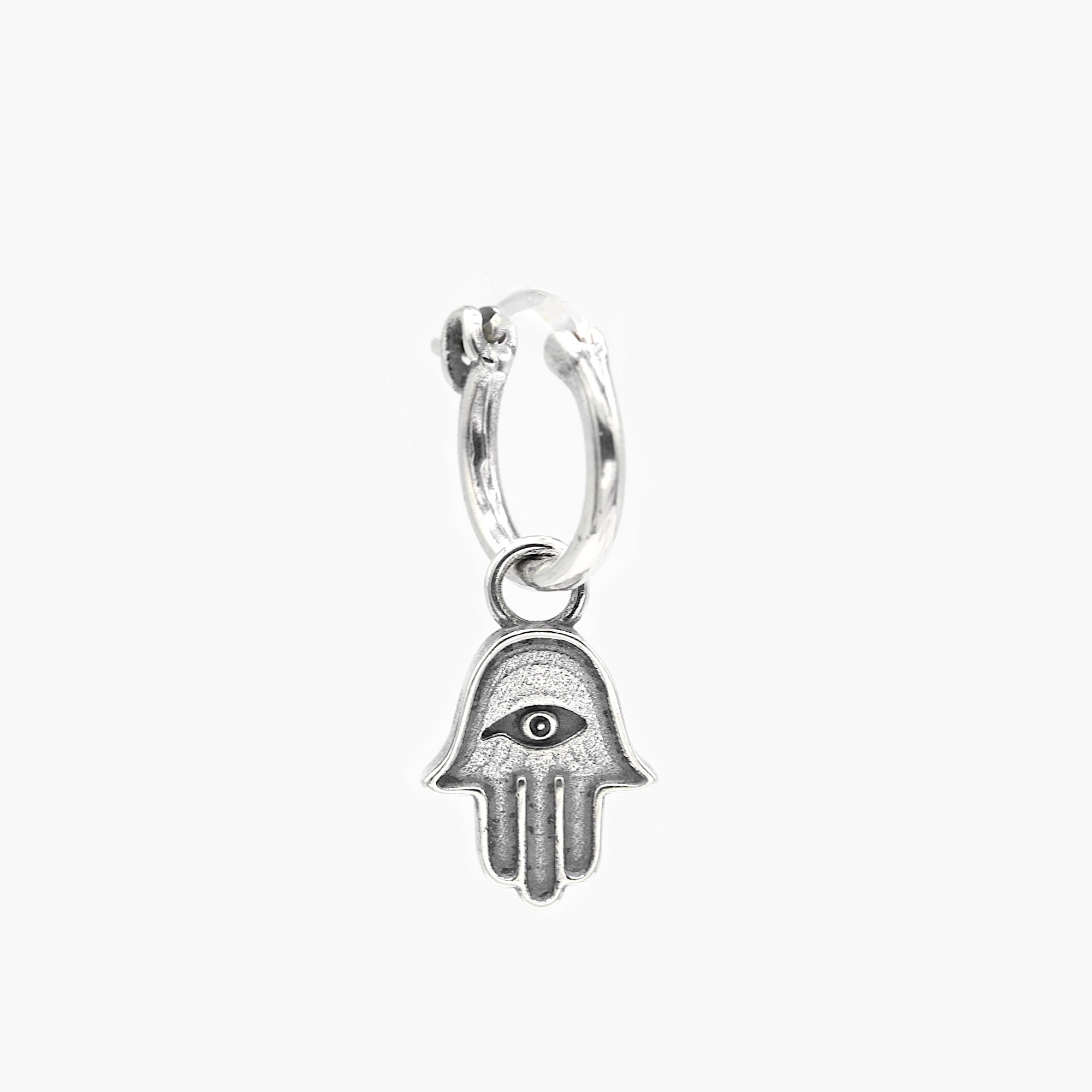 Hamsa With Eye Sterling Silver Earring-Earring-Kompsós