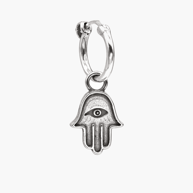 Hamsa With Eye Sterling Silver Earring-Earring-Kompsós