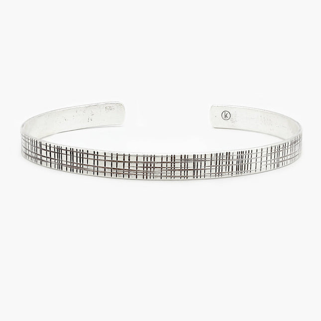 Hand-Forged Linear Sterling Silver Bangle-Kompsós