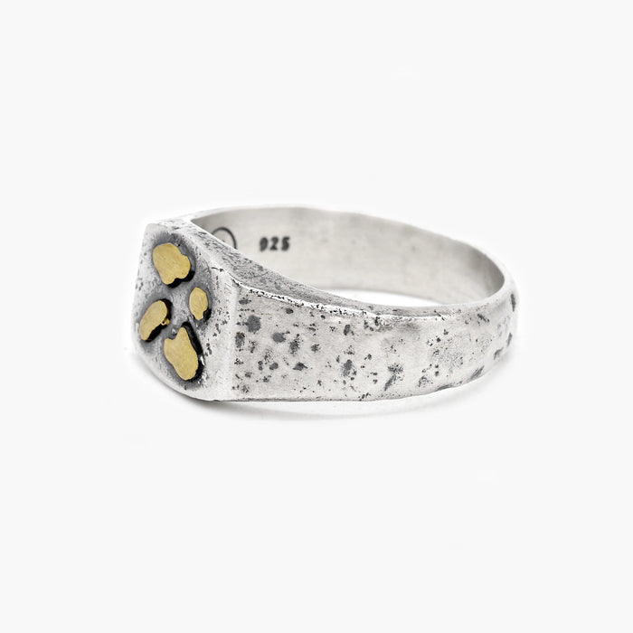 Hand-Forged Sterling Silver Ring With Gold Details-Ring-Kompsós