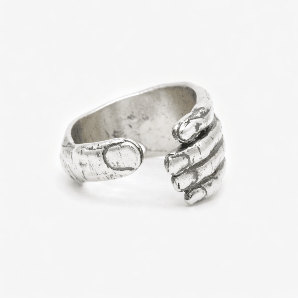 Hand Sterling Silver Signet Ring-Ring-Kompsós