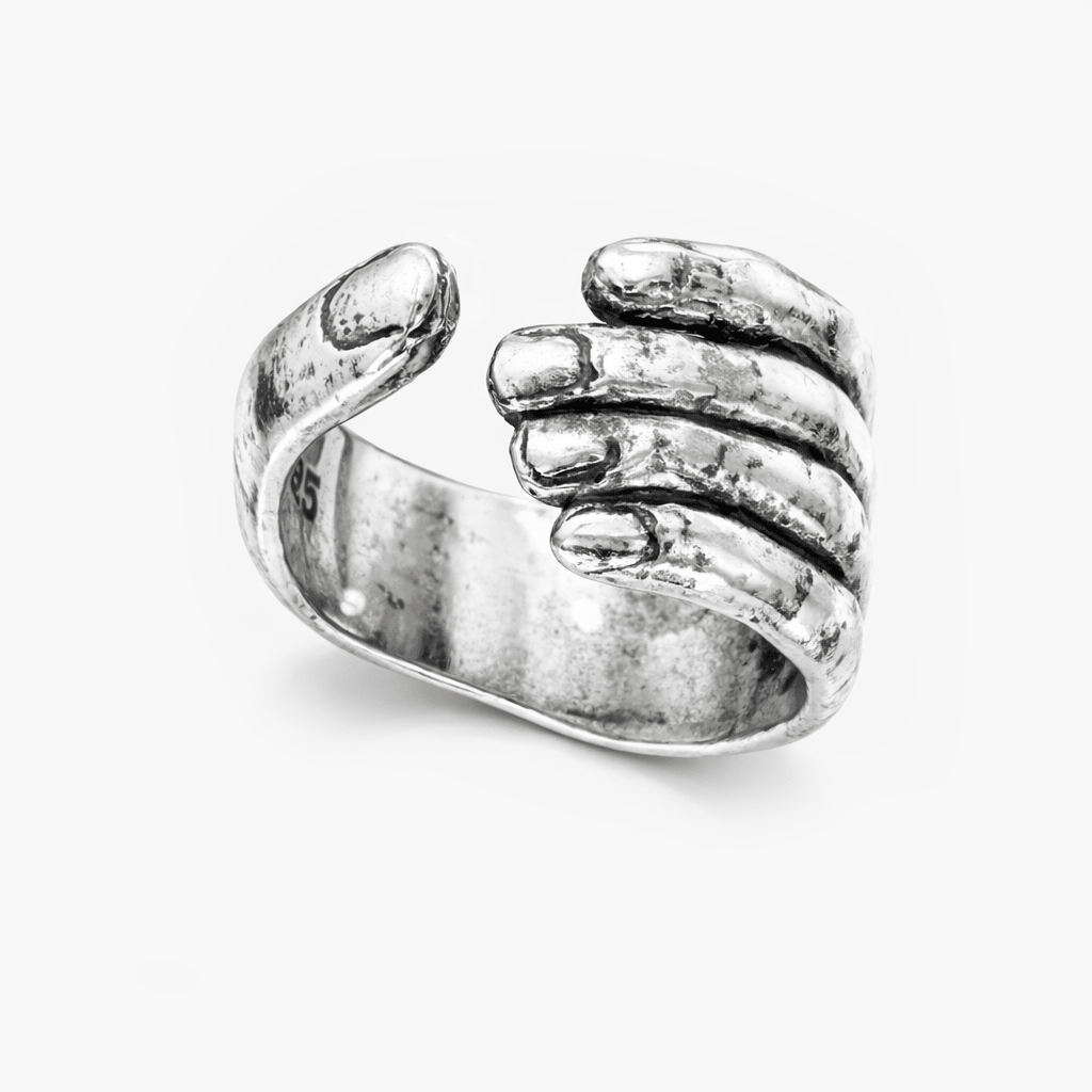 Hand Sterling Silver Signet Ring-Ring-Kompsós
