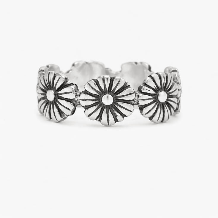 Hand-forged Sterling Silver Daisy Ring-Ring-Kompsós