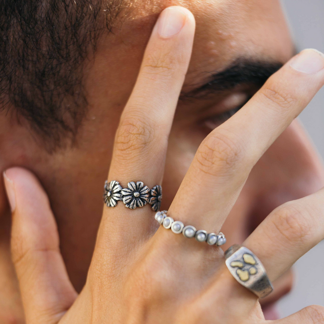 Hand-forged Sterling Silver Daisy Ring-Ring-Kompsós