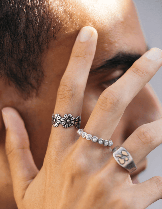 Hand-forged Sterling Silver Daisy Ring-Ring-Kompsós