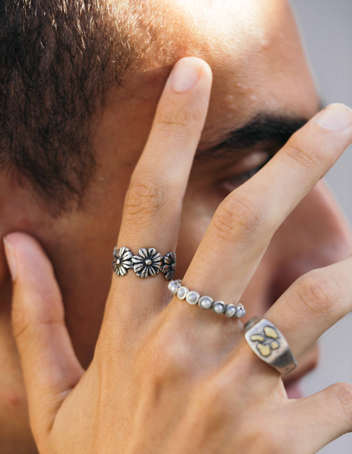 Hand-forged Sterling Silver Daisy Ring-Ring-Kompsós