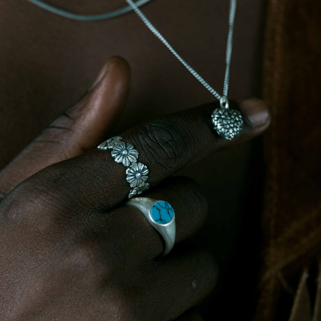 Hand-forged Sterling Silver Daisy Ring-Ring-Kompsós