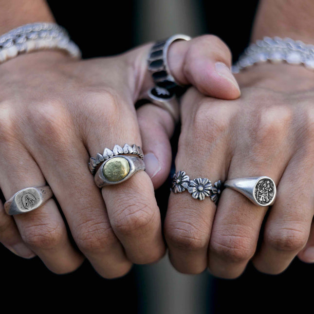 Hand-forged Sterling Silver Daisy Ring-Ring-Kompsós