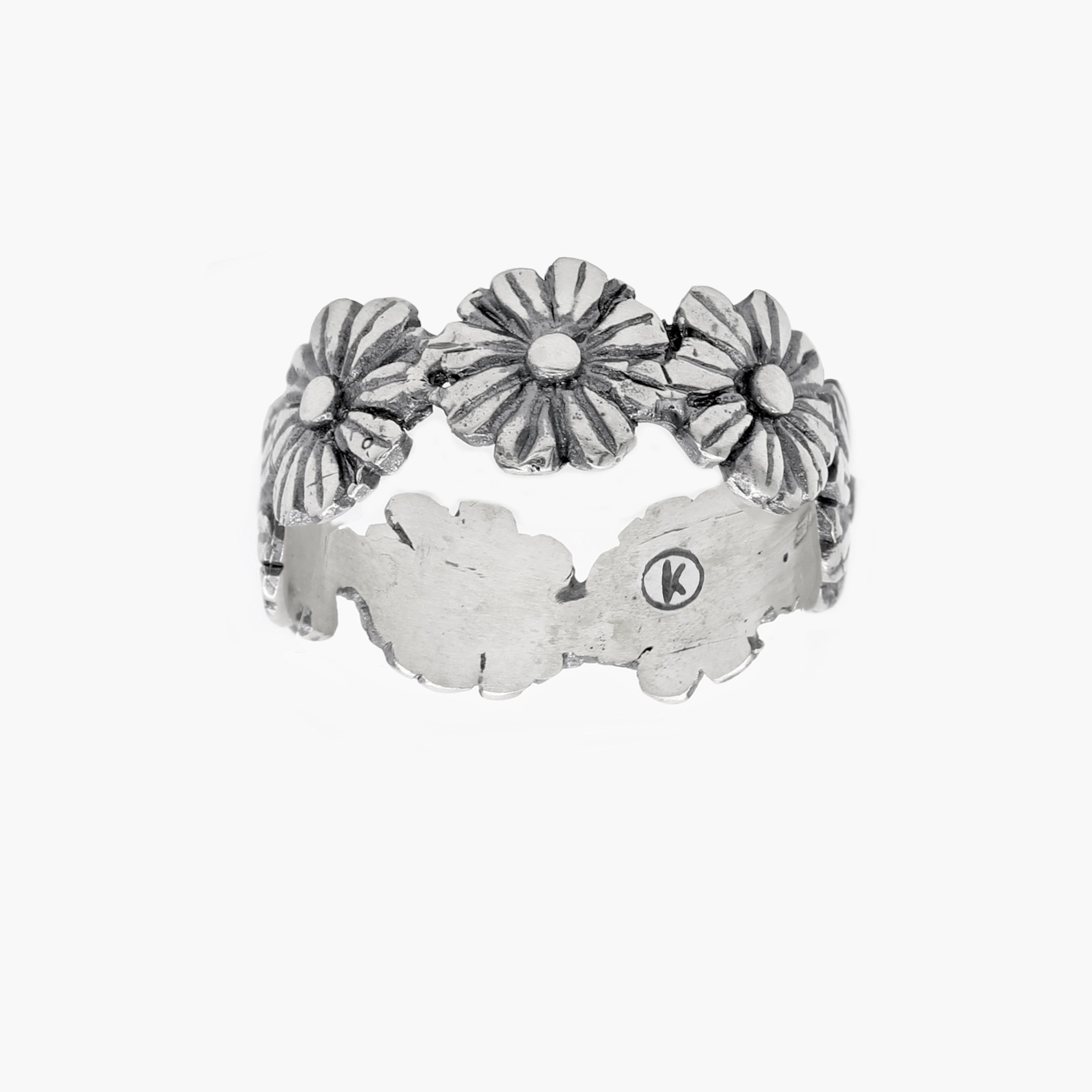 Hand-forged Sterling Silver Daisy Ring-Ring-Kompsós