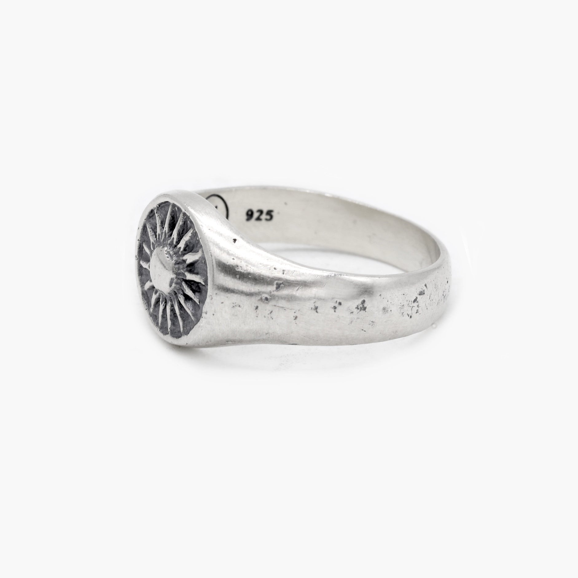 Hand-forged Sunburst Sterling Silver Signet Ring-Ring-Kompsós