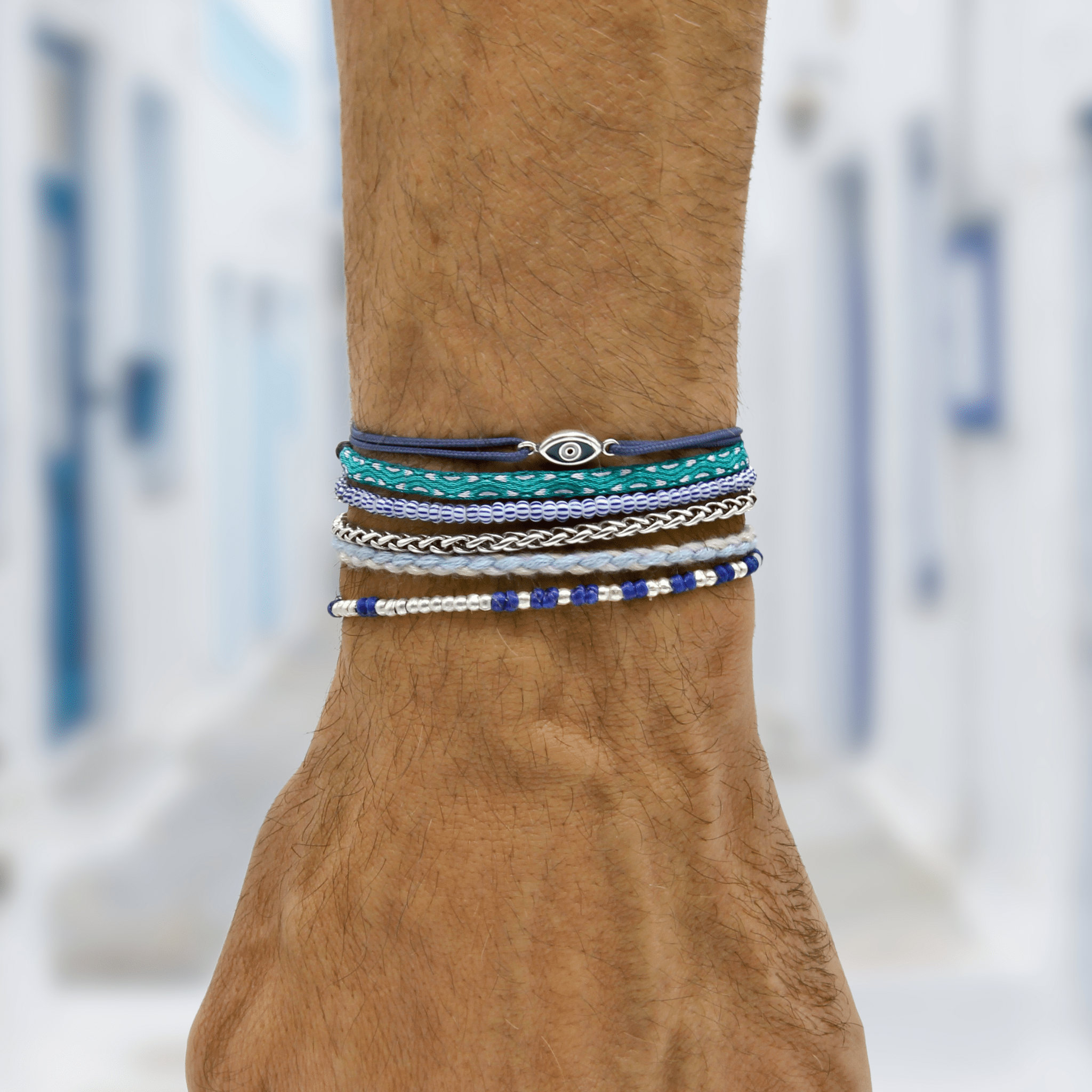 Handmade Purnama Bracelet 65 (Blue Waves/Turquoise) - Kompsós