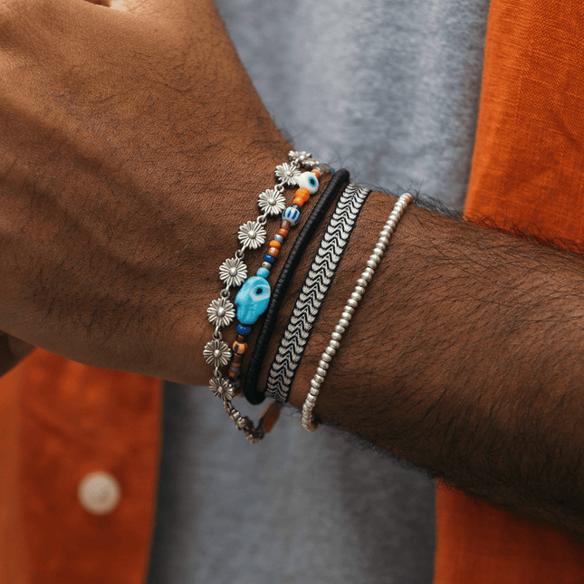 Handmade Purnama Bracelet 7 (Cream/Black) - Kompsós