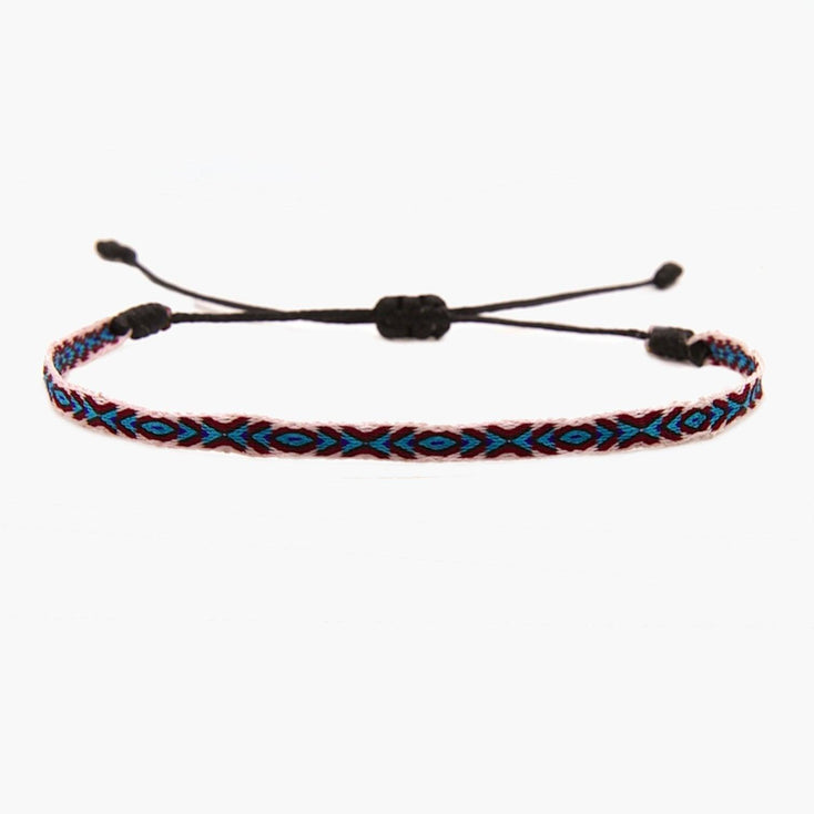 Handmade Purnama Bracelet 71 (Blue/Burgundy/Pink) - Kompsós