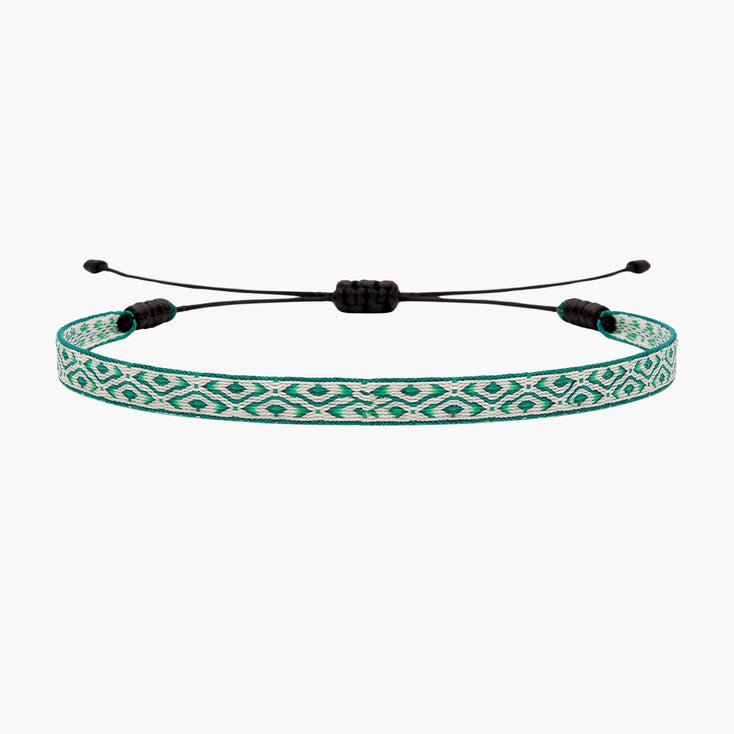 Handmade Purnama Bracelet 81 (Emerald Green/White) - Kompsós