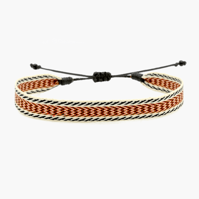 Handmade Purnama Bracelet (Cream/Black/Orange) - Kompsós