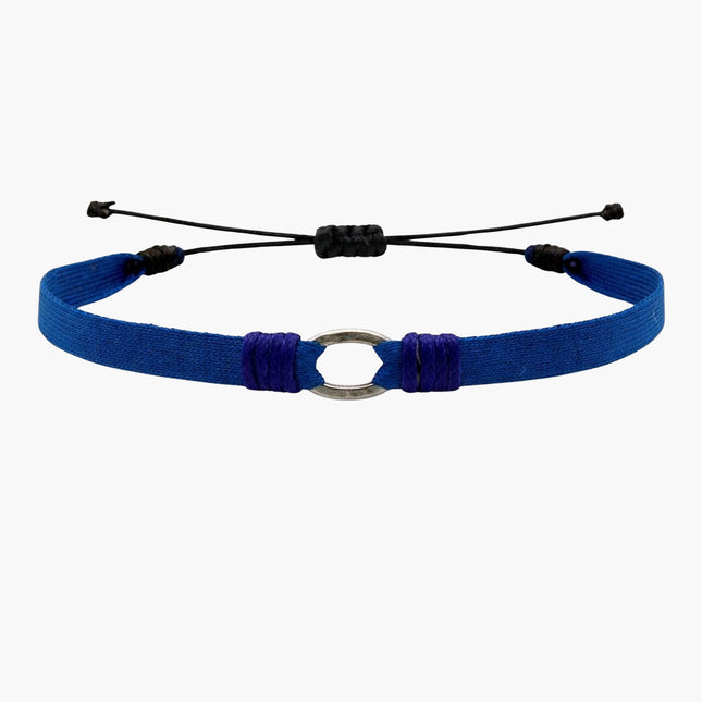 Handmade Purnama Bracelet With Silver Hoop (Blue)