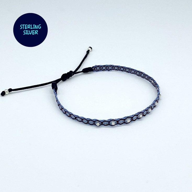Handmade Silver Purnama Bracelet 24 (Grey/Red) - Kompsós