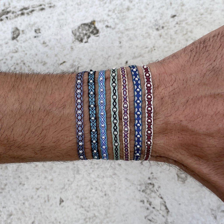 Handmade Silver Purnama Bracelet 24 (Grey/Red) - Kompsós