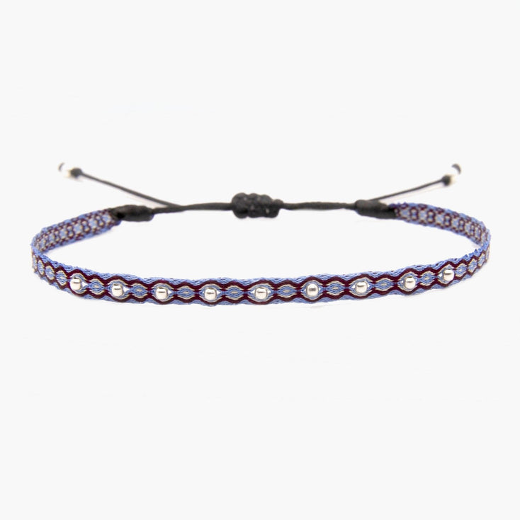 Handmade Silver Purnama Bracelet 24 (Grey/Red) - Kompsós