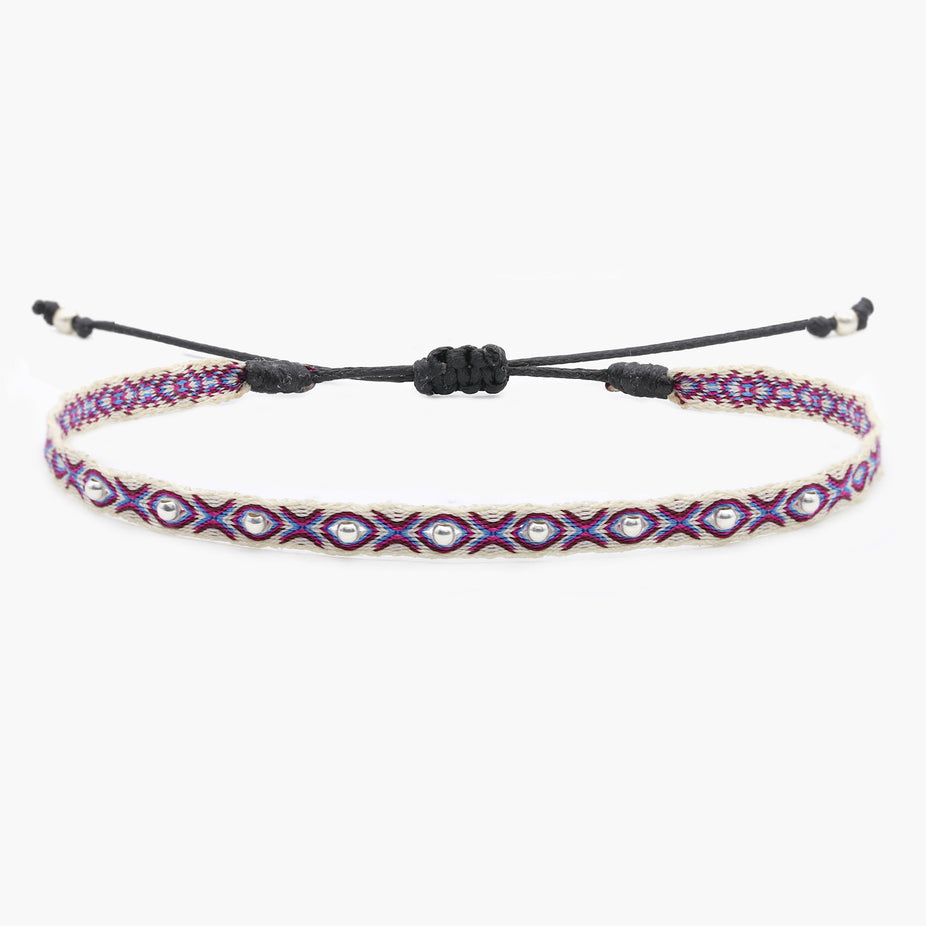 Handmade Silver Purnama Bracelet 29 (Pink)