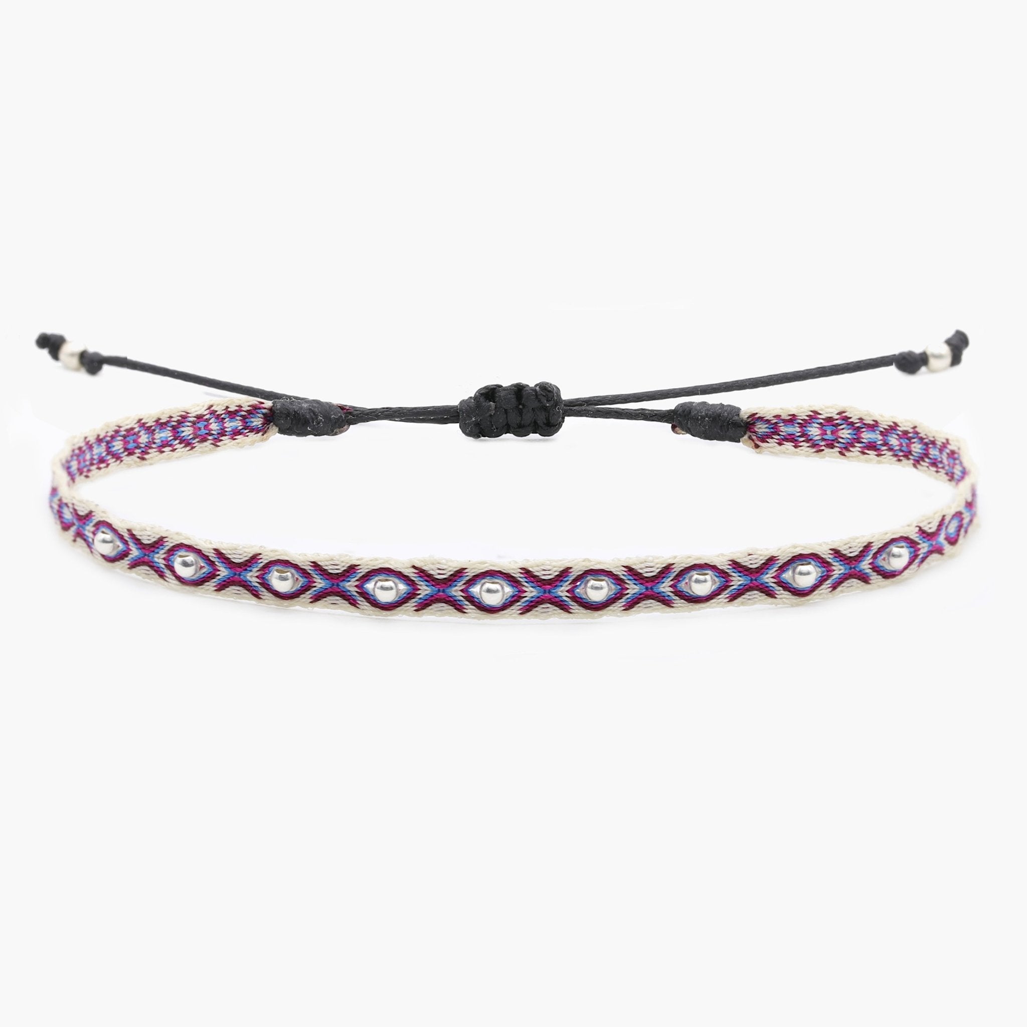 Handmade Silver Purnama Bracelet 29 (Pink) - Kompsós