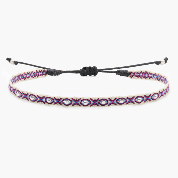 Handmade Silver Purnama Bracelet 29 (Pink) - Kompsós