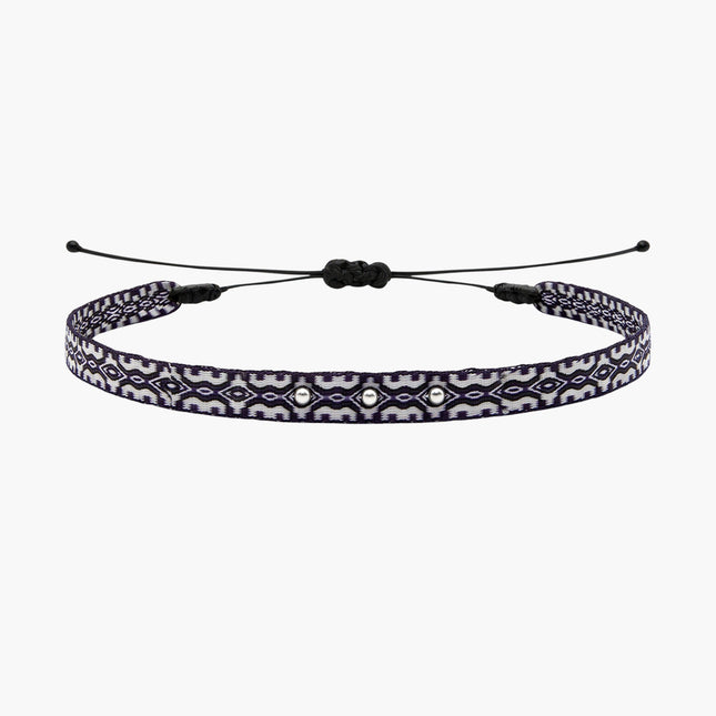 Handmade Silver Purnama Bracelet 88 (Navy Blue/White) - Kompsós