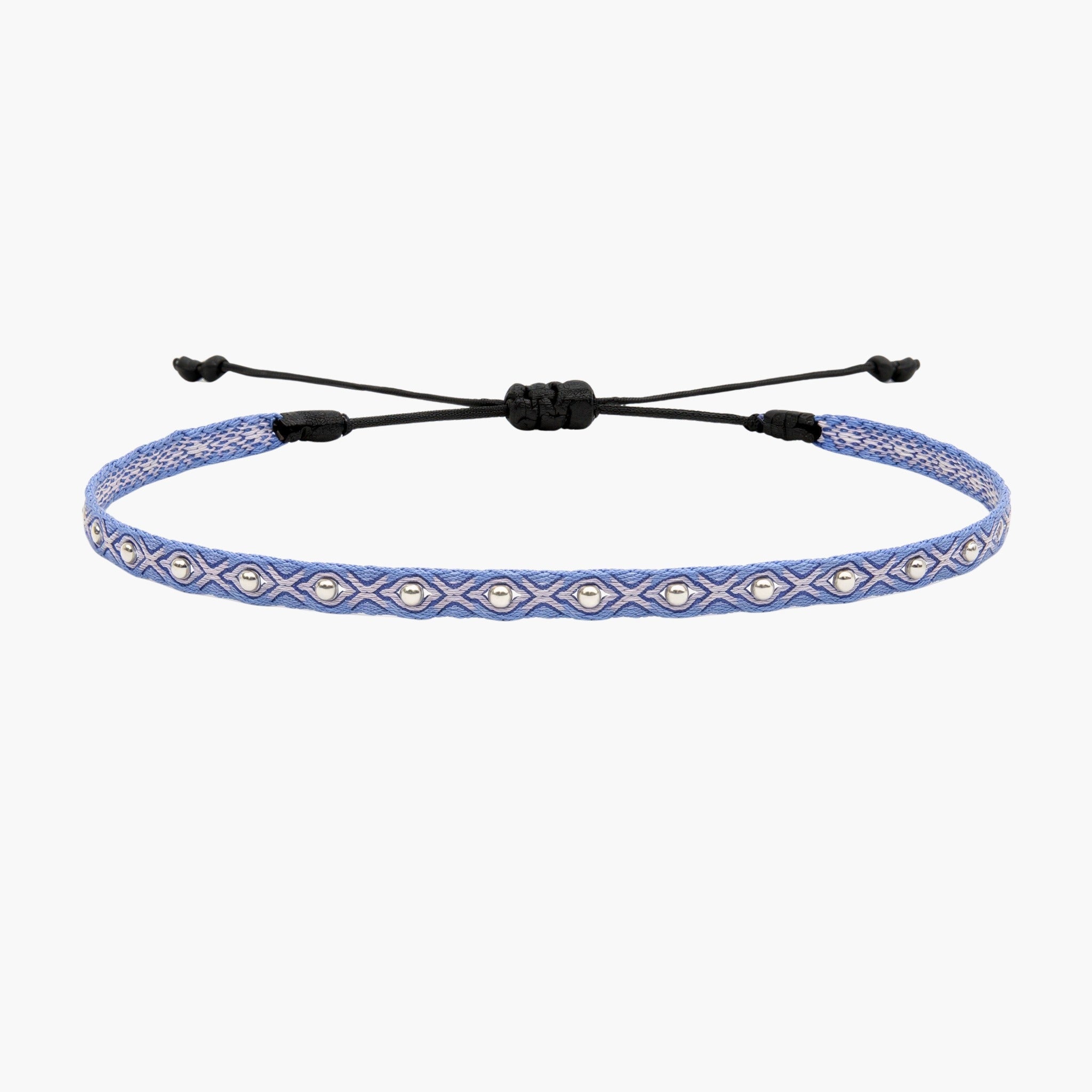 Handmade Silver Purnama Bracelet (White/Blue) - Kompsós