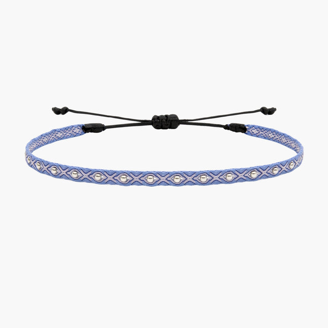 Handmade Silver Purnama Bracelet (White/Blue) - Kompsós