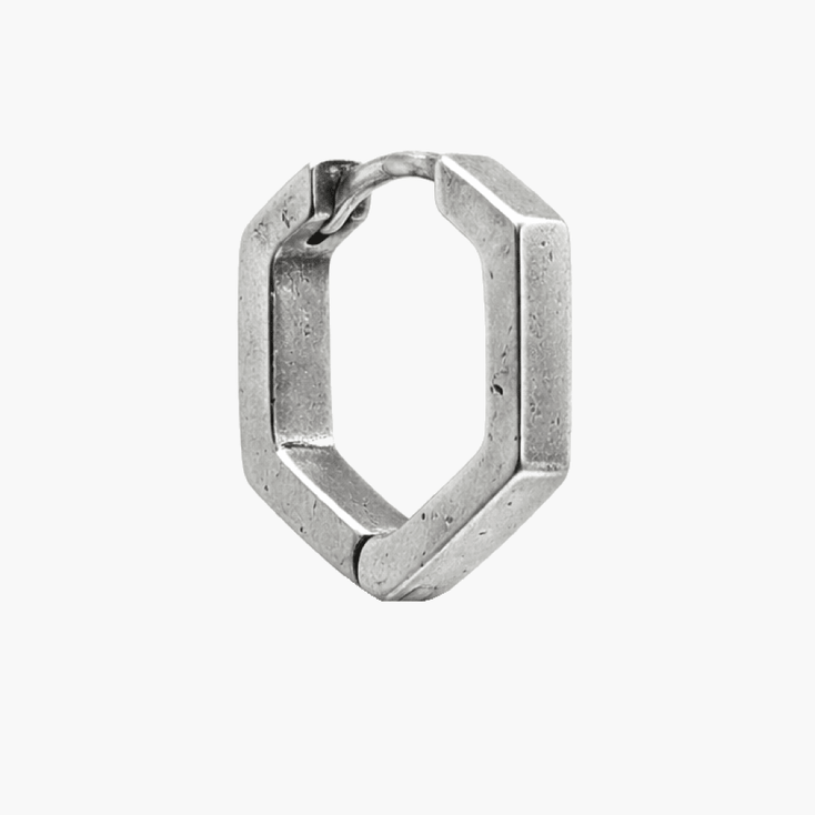 Hexagon Sterling Silver Earrings-Earring-Kompsós
