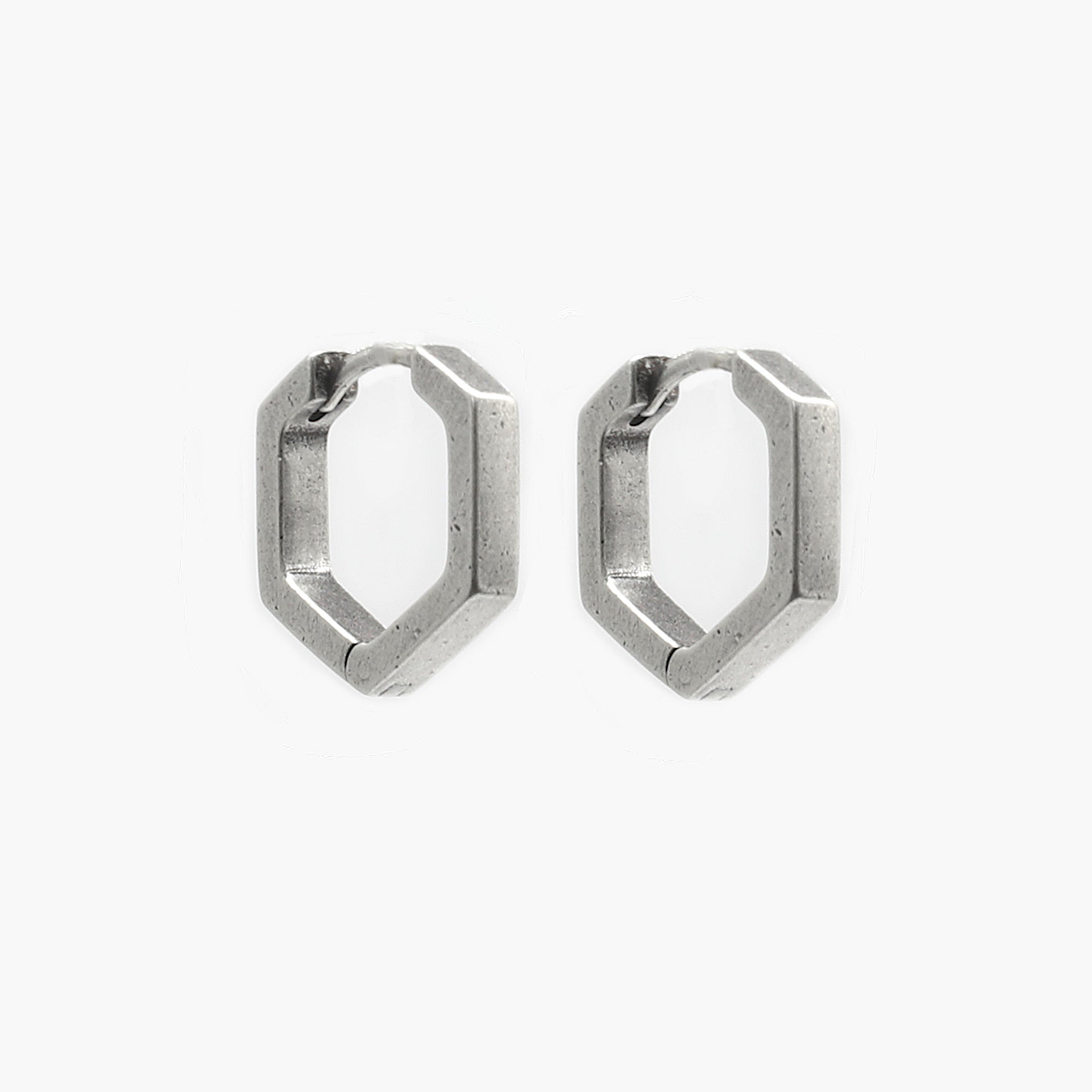 Hexagon Sterling Silver Earrings-Earring-Kompsós